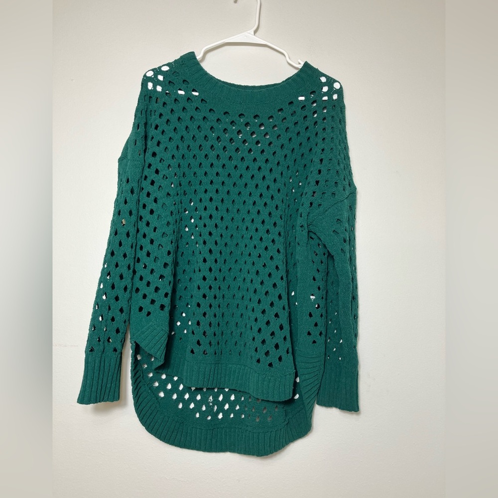 Torrid XL Kelly Green Crocheted Long‎ Sleeve Sweater Beach Boho